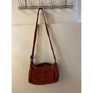Fossil Burgundy cotton 11x7” zipper snap
